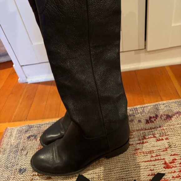 Chanel Black Leather Interlocking CC Logo Riding Midcalf Boots Size 39 - Picture 6 of 8